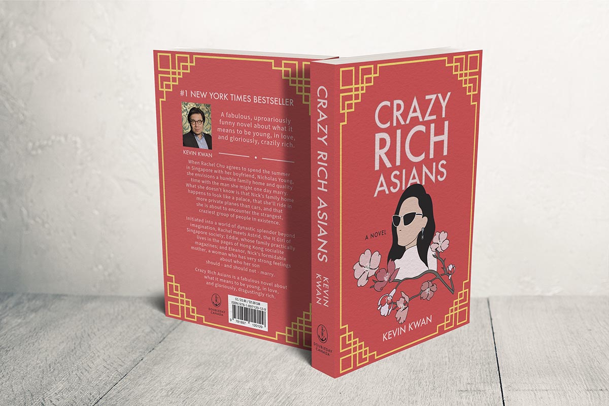 A book is standing, displaying both its back and front covers. Yellow lines adorn the covers, conveying a Chinese/Asian aesthetic with intricate patterns. A stylish black lady, wearing sunglasses, is featured prominently, adding a touch of sophistication. The author is introduced on the back cover, completing the presentation.